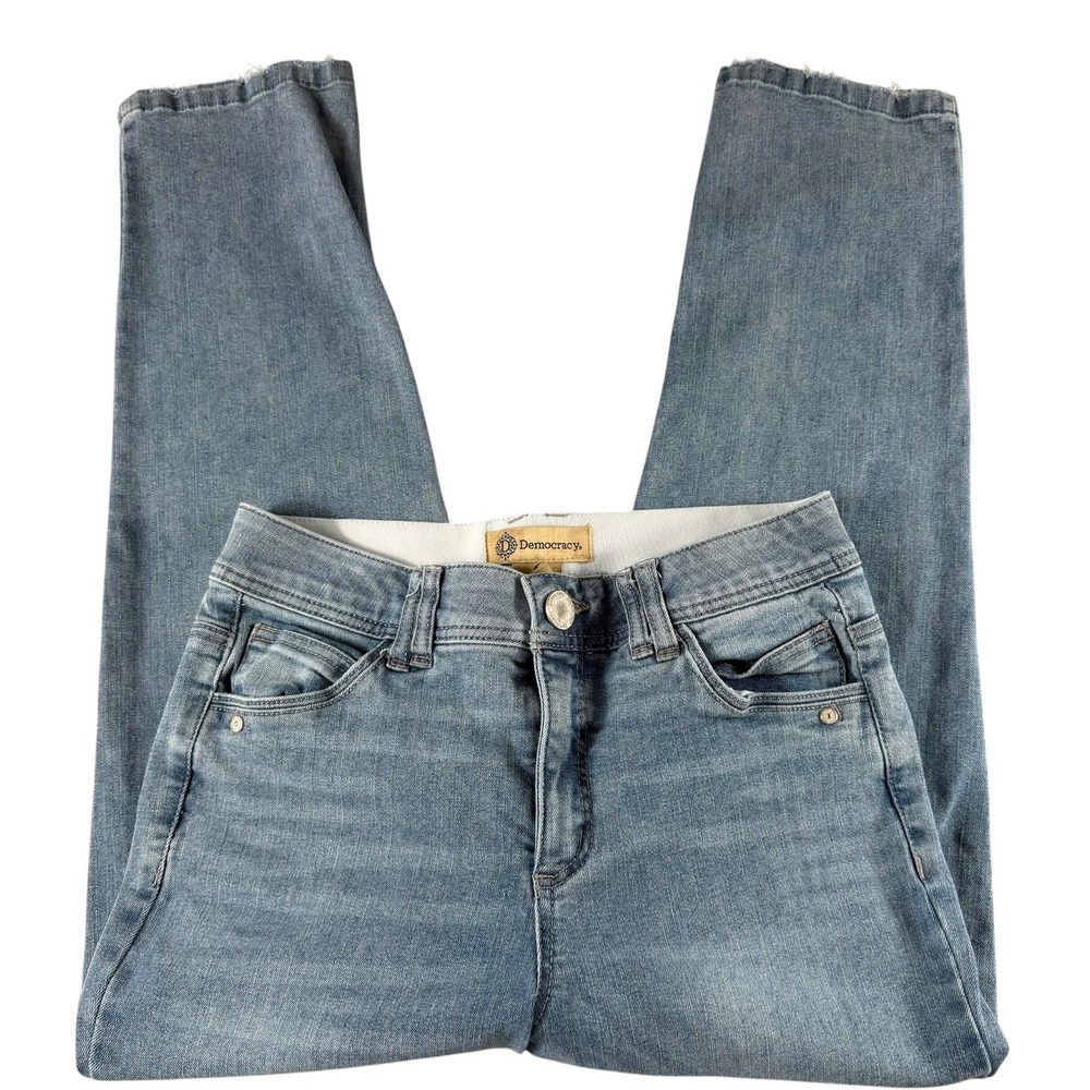 Democracy Ab Technology Cropped Straight Leg Jeans Light Wash Blue Size 6